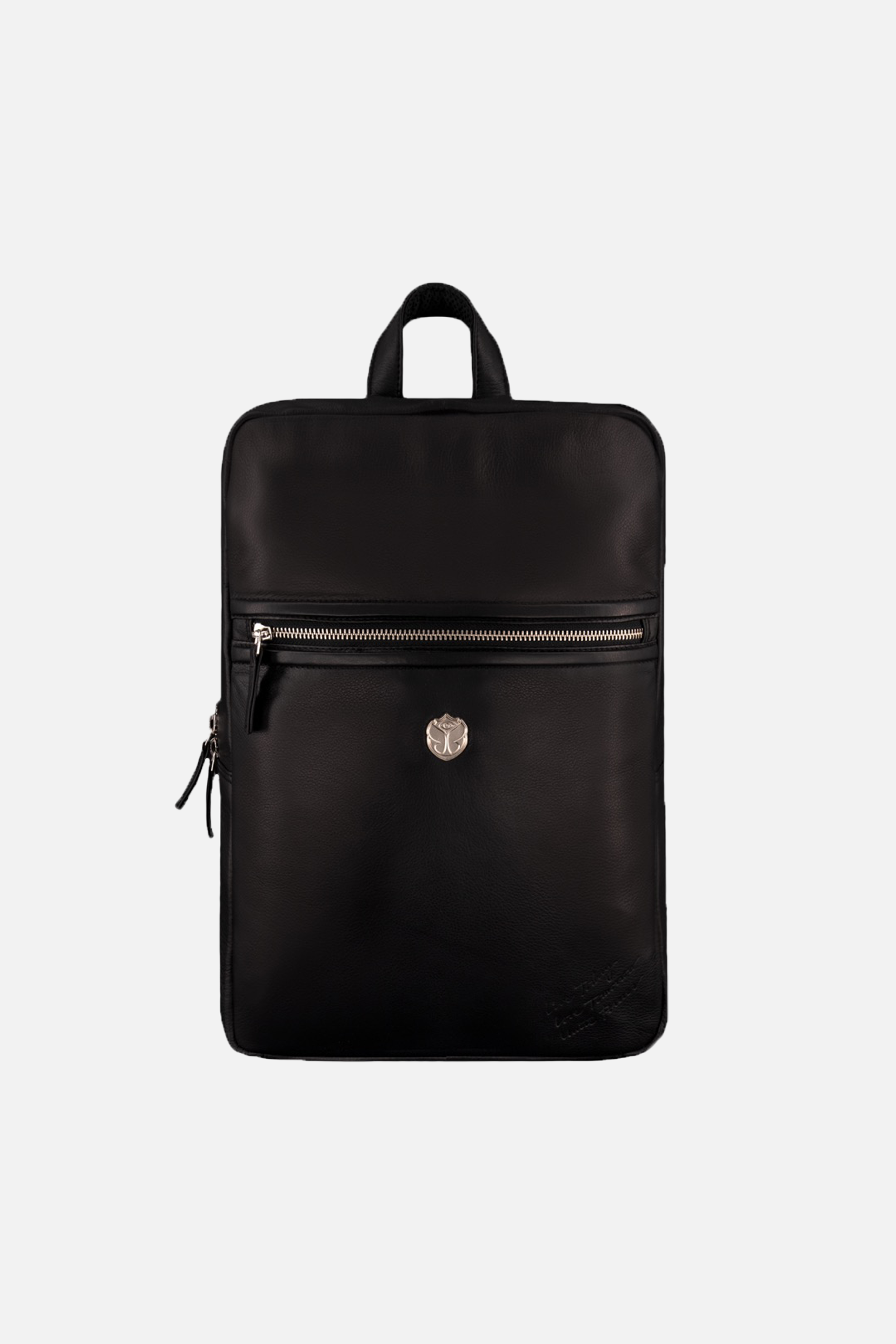 Black and white leather backpack sales