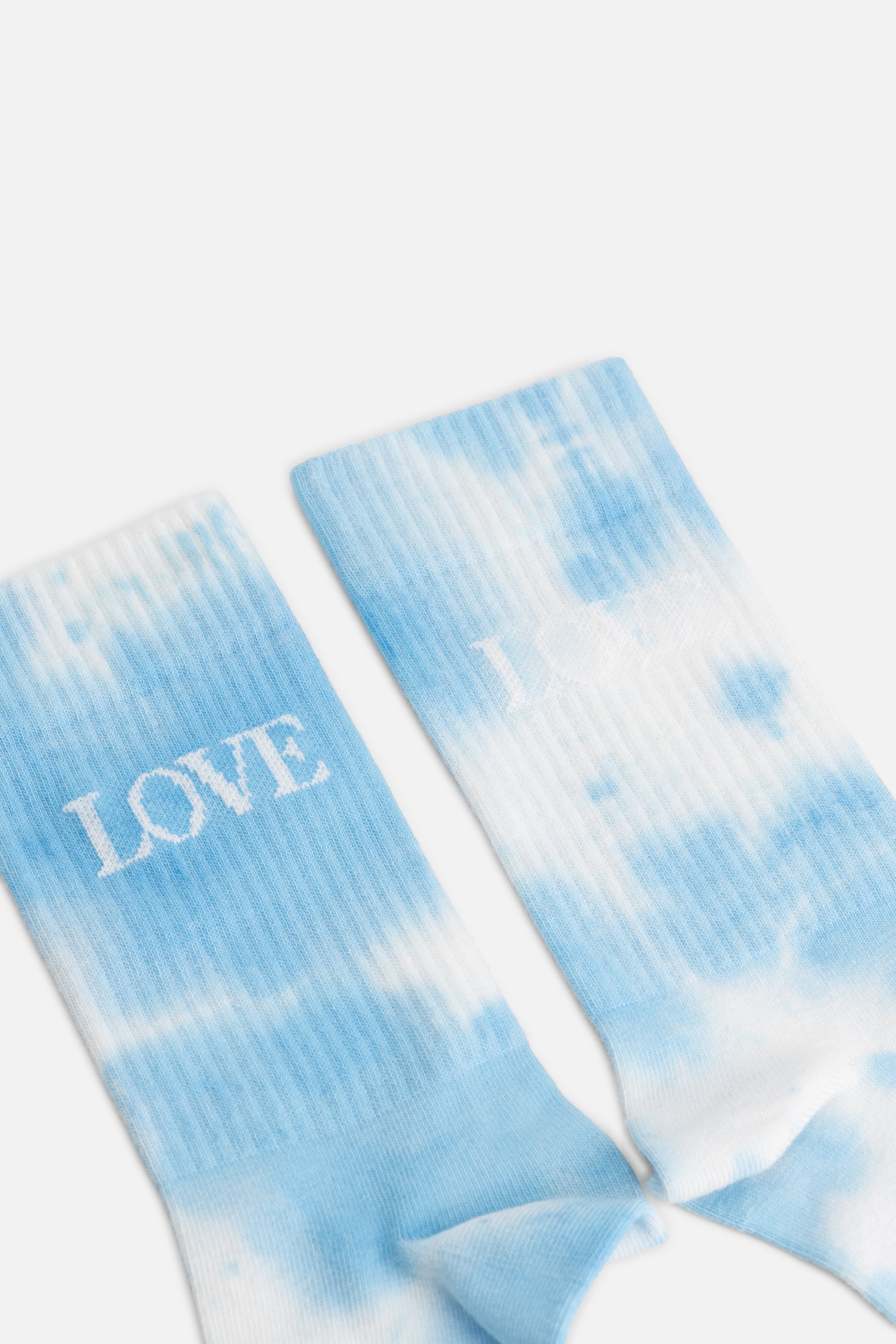 blue and white tie dye socks
