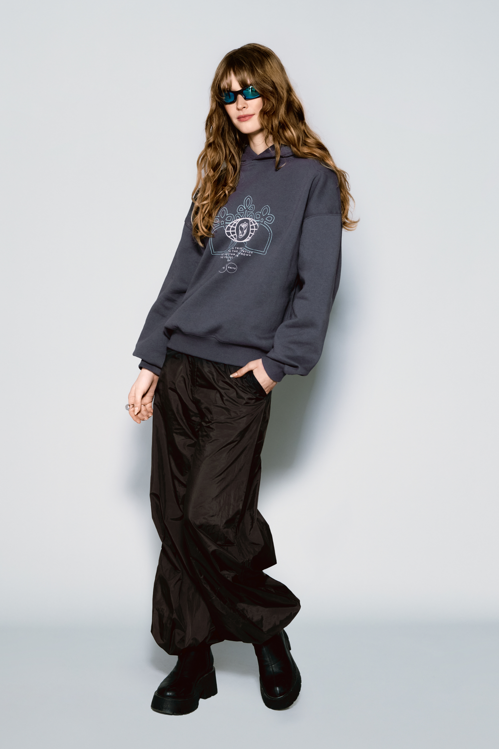 Globe Stamp Hoodie Women