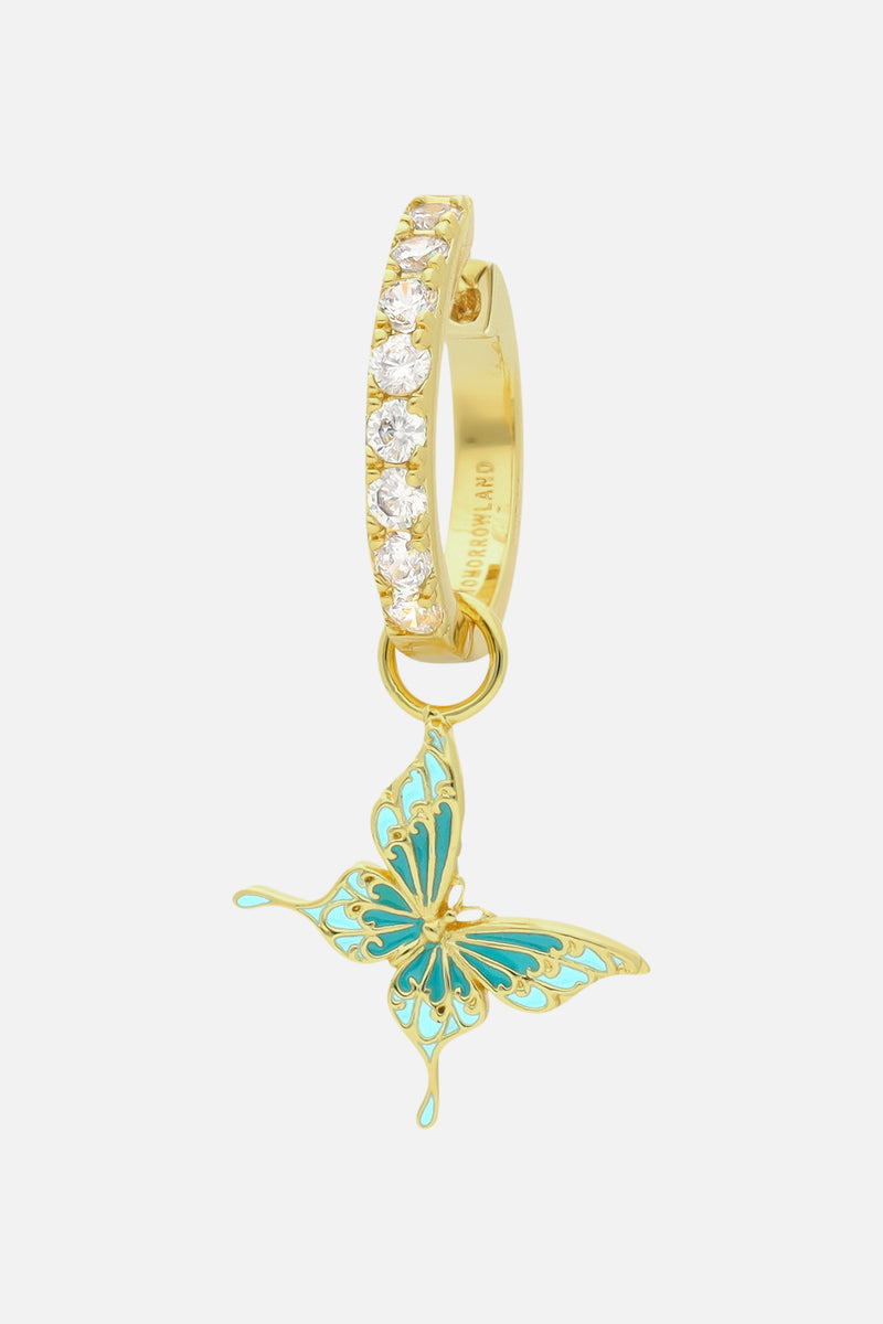 BUTTERFLY RHINESTONE HOOP EARRINGS