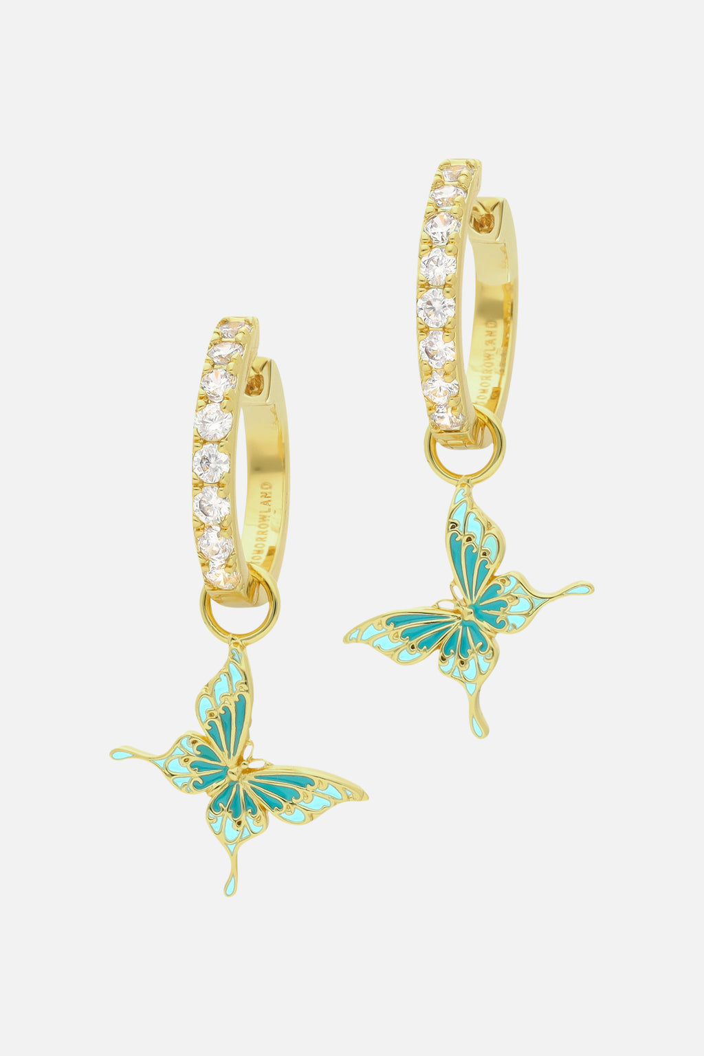 BUTTERFLY RHINESTONE HOOP EARRINGS
