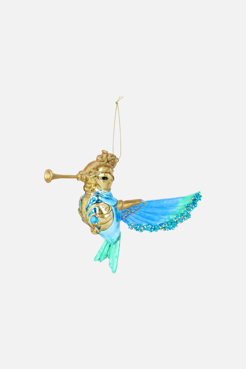 ORNAMENT GLASS HUMMINGBIRD H14CM