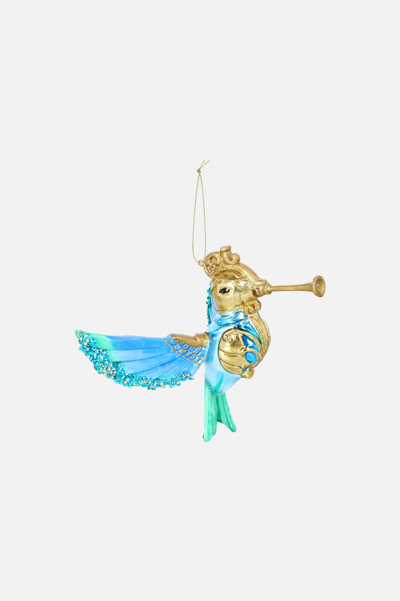 ORNAMENT GLASS HUMMINGBIRD H14CM