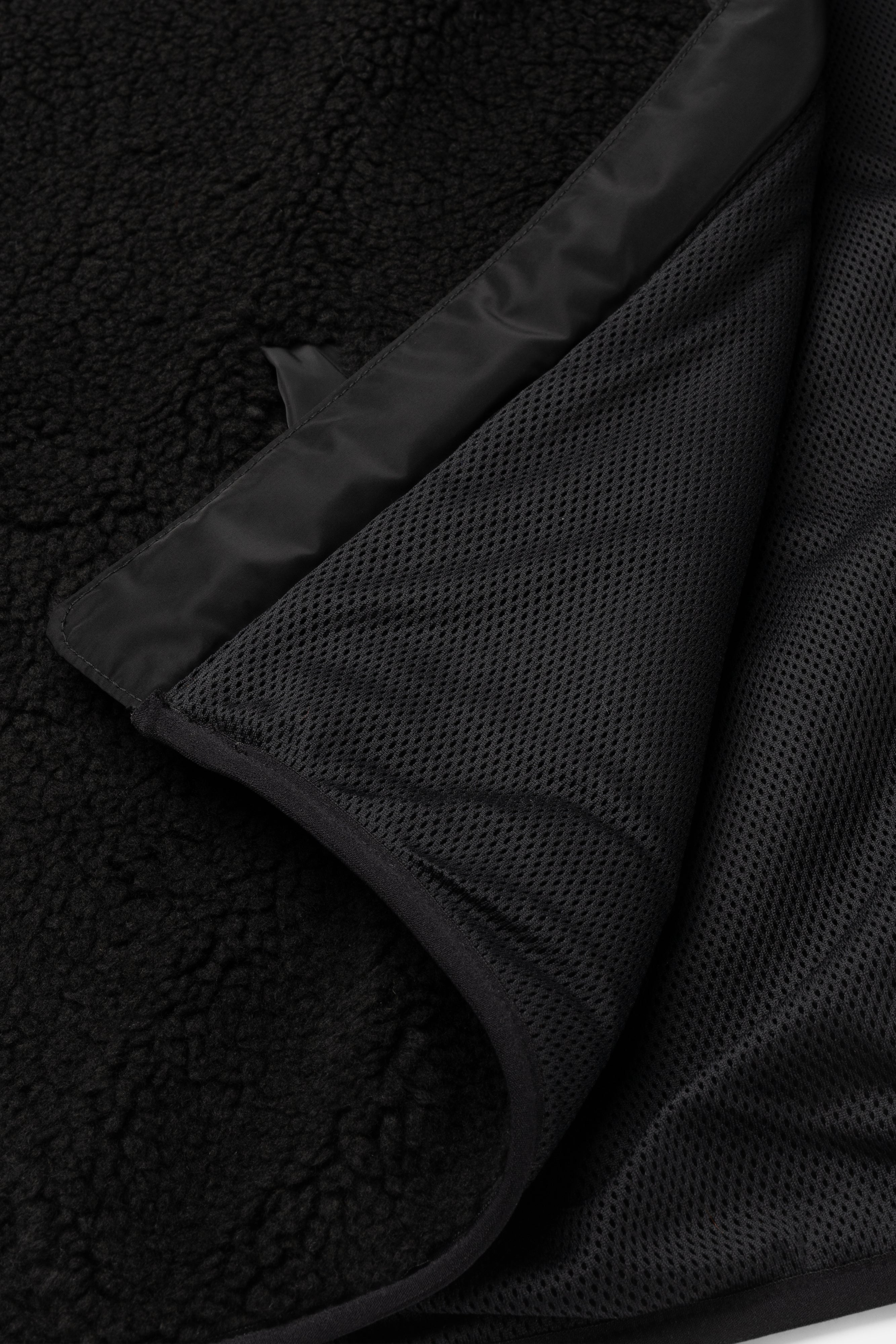 Black Mens XL Monogram Jacquard Fleece Zip Through Jacket Teddy
