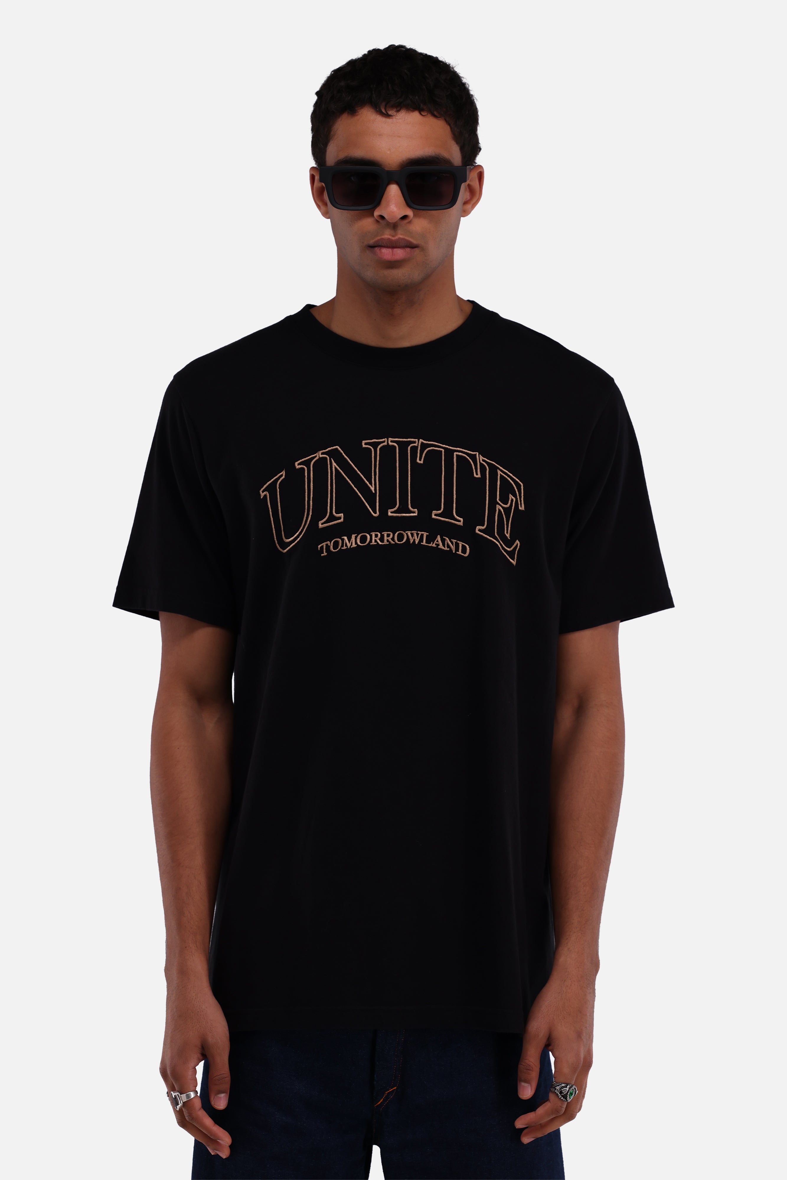 Unity Reed Varsity Letter Unite Varsity T-Shirt Black - Tomorrowland Store