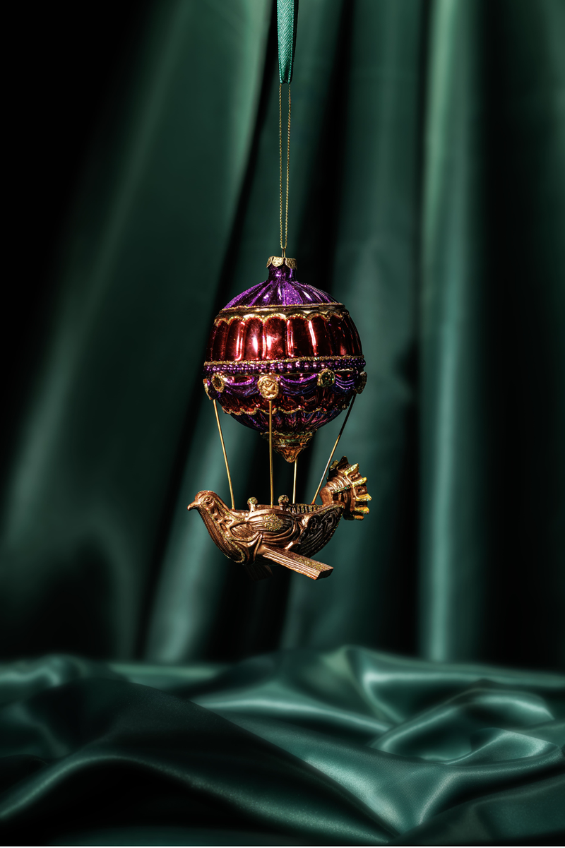 ORNAMENT GLASS AIRSHIP H16CM