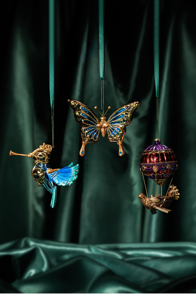 ORNAMENT GLASS BUTTERFLY H12CM