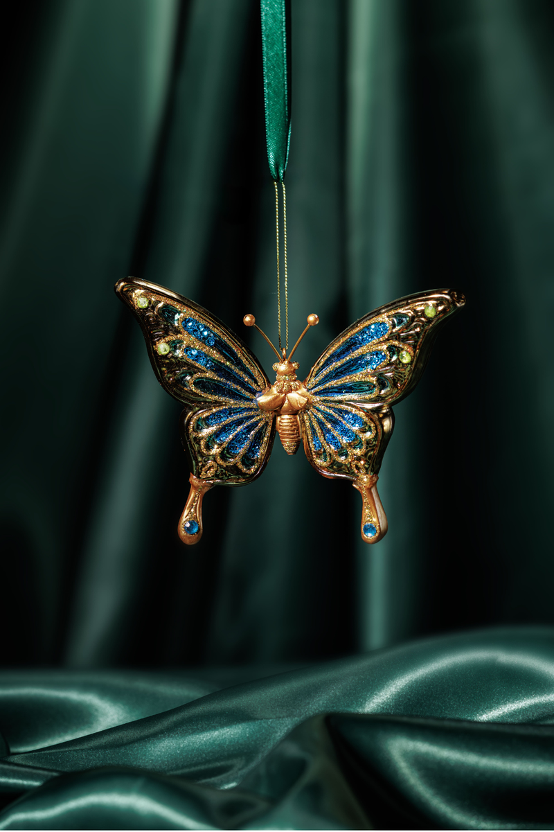 ORNAMENT GLASS BUTTERFLY H12CM