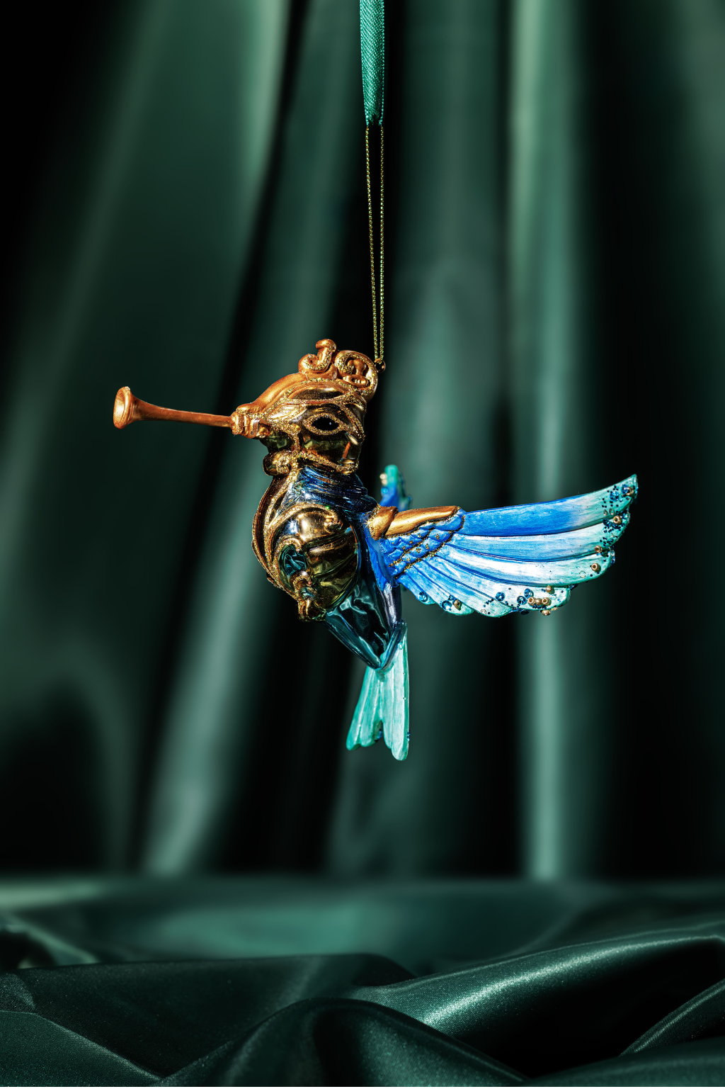 ORNAMENT GLASS HUMMINGBIRD H14CM