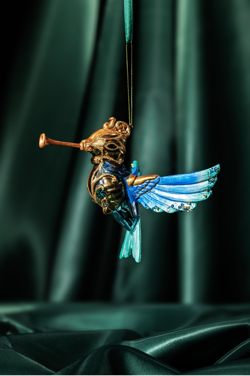 ORNAMENT GLASS HUMMINGBIRD H14CM